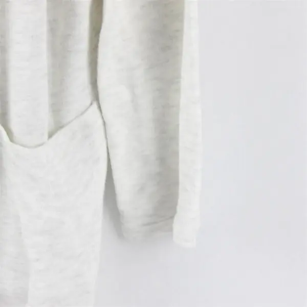 Amazon Essentials Women's L Heather White Lounge Terry Open-Front Cardigan 