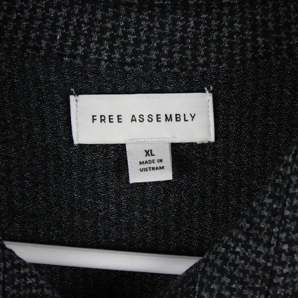 Free Assembly Women's XL Black Thick Houndstooth Cotton Plaid Button Down Shirt