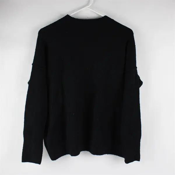 Vince Camuto Women's XS Black Rhinestone Embellished Crew Neck Knit Sweater