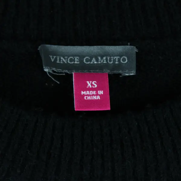 Vince Camuto Women's XS Black Rhinestone Embellished Crew Neck Knit Sweater