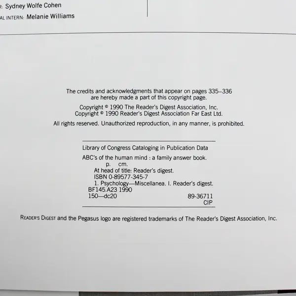 ABCs of the Human Mind - A Family Answer Book Readers Digest 1990 Hardcover