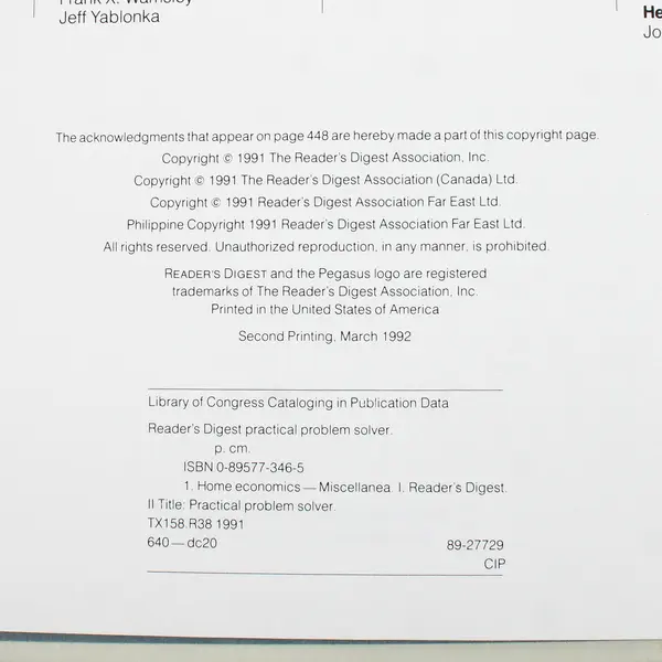 Reader's Digest Practical Problem Solver 1992 Hardcover