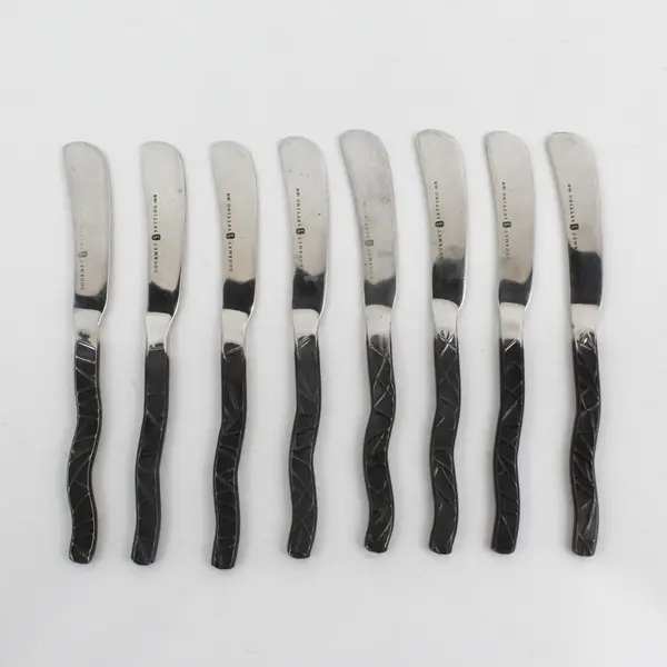 Lot of 8 GS GON3 Pattern 18/8 SS W/Black Oxidized Butter Knives 7" Rare HTF 