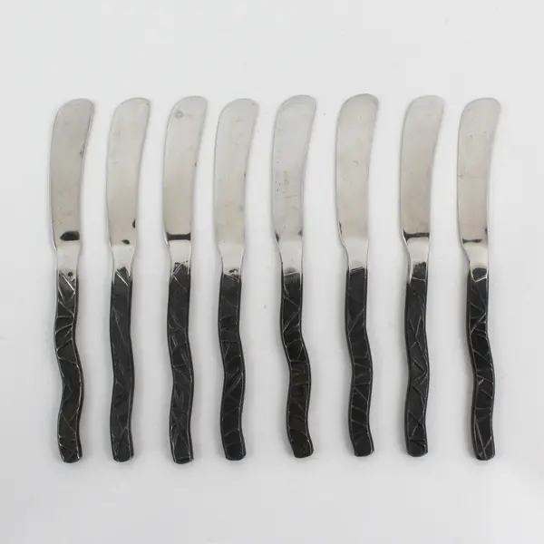 Lot of 8 GS GON3 Pattern 18/8 SS W/Black Oxidized Butter Knives 7" Rare HTF 