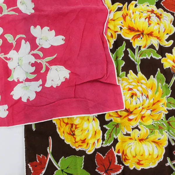 Lot of 2 Vintage Cotton Handkerchiefs, Floral