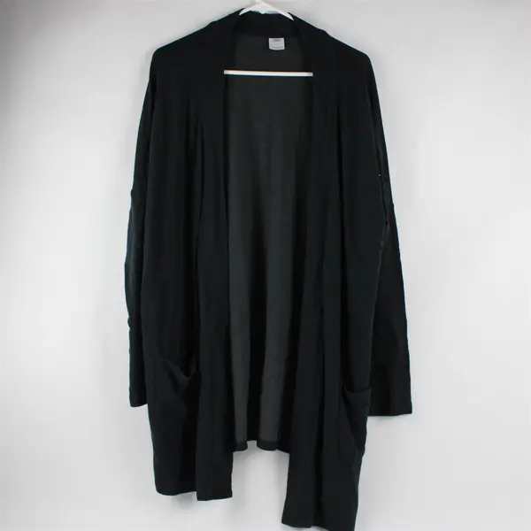  Amazon Essentials Women's L Black Lounge Terry Open-Front Cardigan