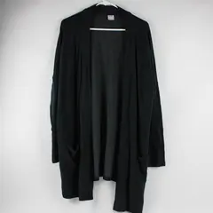  Amazon Essentials Women's L Black Lounge Terry Open-Front Cardigan