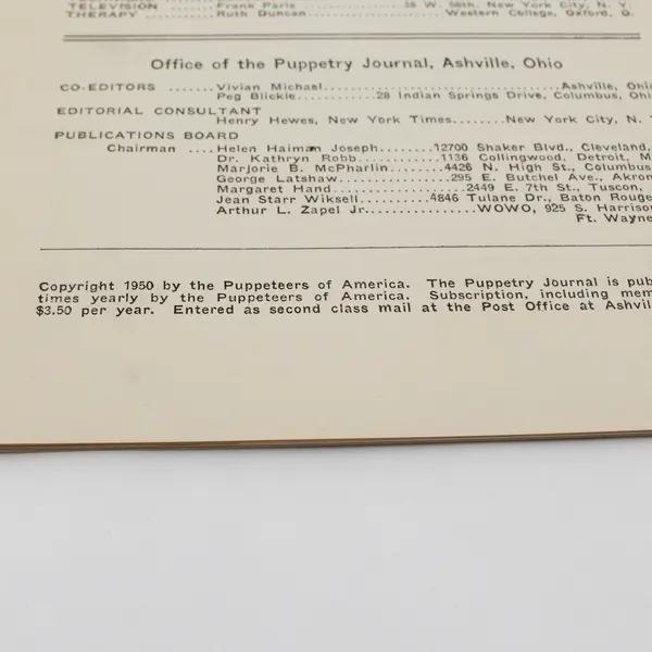 Lot of 3 Vintage Puppetry Journal 1950 May/June July/Aug Sept/Oct Good Condition