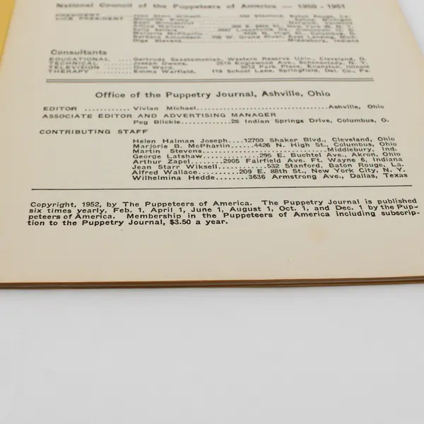 Lot of 5 Vintage Puppetry Journal 1952 March Through December Good Condition