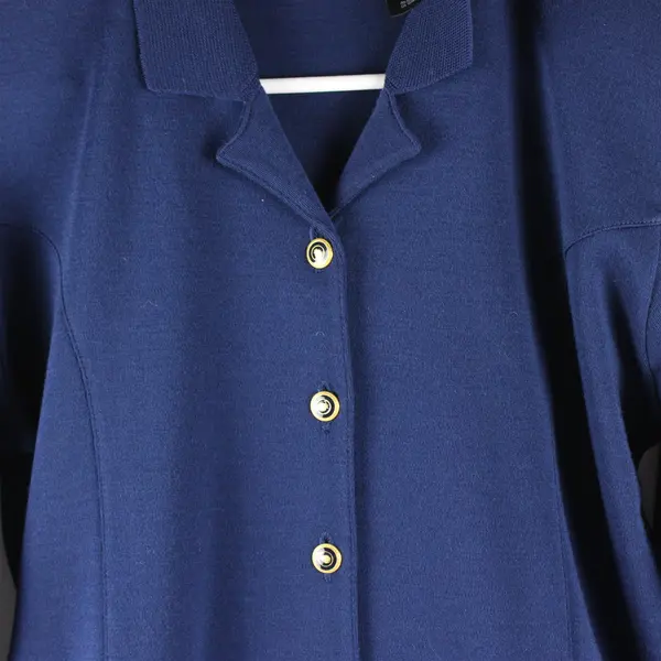 Vintage Liz Claiborne Women's L Navy Blue Wool Blend Long Sleeve Maxi Dress