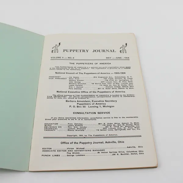 Lot of 3 Vintage Puppetry Journal 1954 Jan/Feb May/June Nov/Dec Good Condition