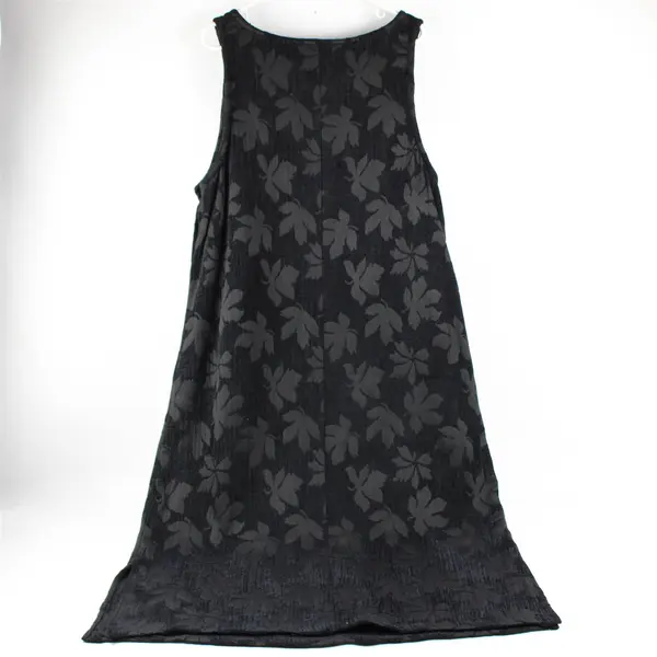 90's Fern Bratten Women's 1X Black Velour Sleeveless Burnout Pattern Maxi Dress