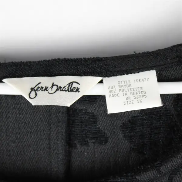 90's Fern Bratten Women's 1X Black Velour Sleeveless Burnout Pattern Maxi Dress