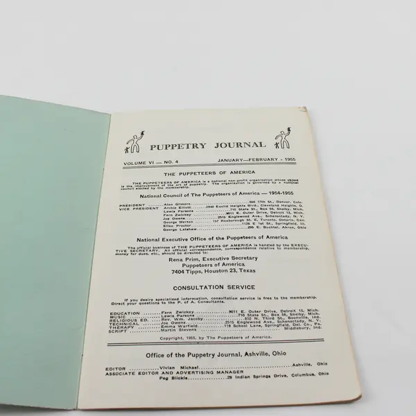 Lot of 3 Vintage Puppetry Journal 1955 Jan/Feb May/June Nov/Dec Good Condition