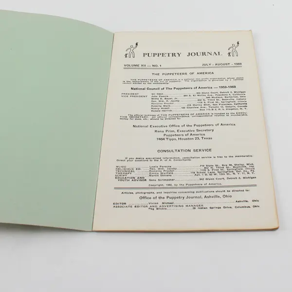 Lot of 3 Vintage Puppetry Journal 1960 July/Aug Sept/Oct Nov/Dec Good Condition