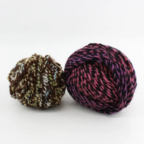 Lot of 2 Large Skeins of Mohair Wool, unbranded Brown/blue & Pink/black 