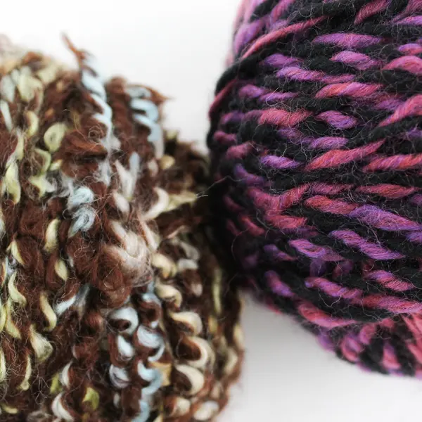 Lot of 2 Large Skeins of Mohair Wool, unbranded Brown/blue & Pink/black 