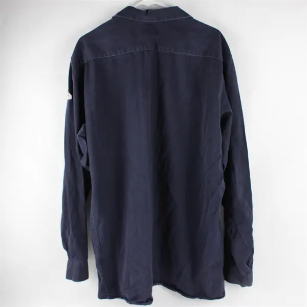 Bulwark Men's XL Long Flame Resistant Navy Blue Heavy Weight Collared Button Up 