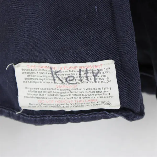 Bulwark Men's XL Long Flame Resistant Navy Blue Heavy Weight Collared Button Up 