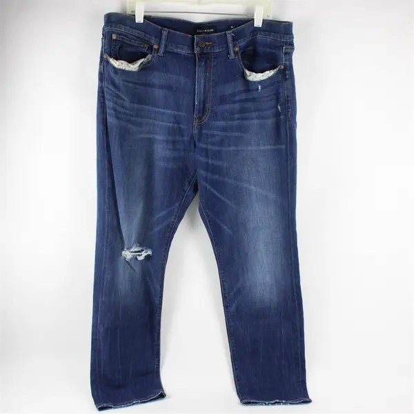 Lucky Brand Men's 38x30 Blue 121 Slim Straight Distressed Denim Jeans