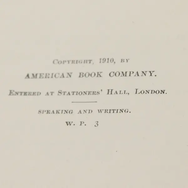 Antique Book Speaking and Writing Book 2 Maxwell, Johnston & Barnum 1910 HC