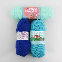 Lot of 3 Vintage Skeins of Yarn Shades of Blue/Green, Assorted Brands