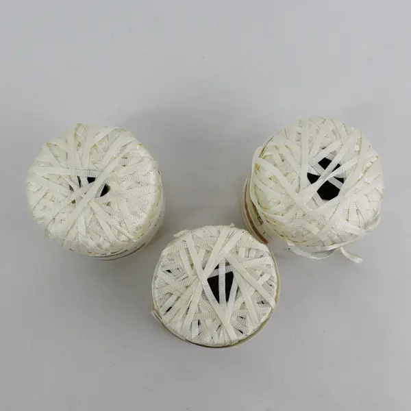 3 Skeins of Hayfield Next Addition Nylon Ribbon, Cream Color