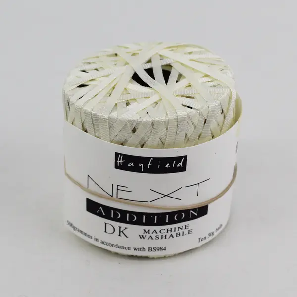 3 Skeins of Hayfield Next Addition Nylon Ribbon, Cream Color