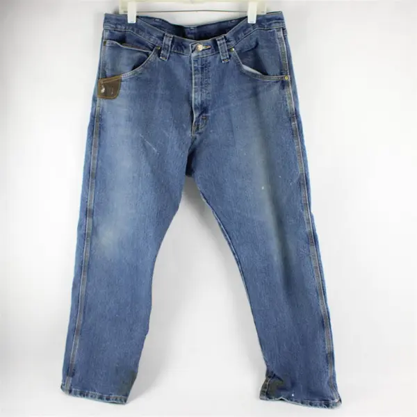 Lot of 3 Men's 38x30 Levis & Wrangler Denim Jeans FLAWS Work Wear/Scraps/Crafts