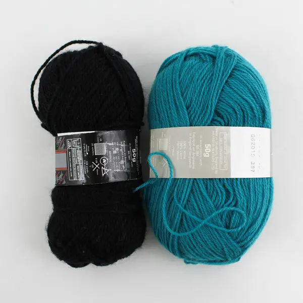 Lot of 2 Skeins of Hayfield Pure Wool, Black (Regal) & Aqua (Classic)