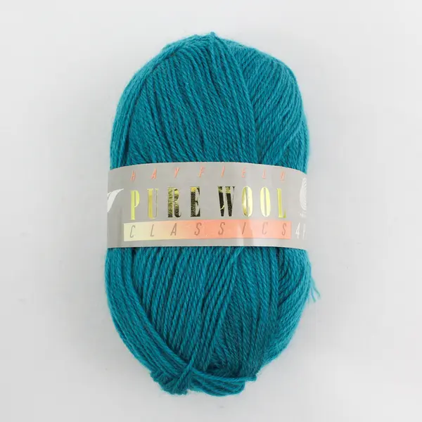 Lot of 2 Skeins of Hayfield Pure Wool, Black (Regal) & Aqua (Classic)