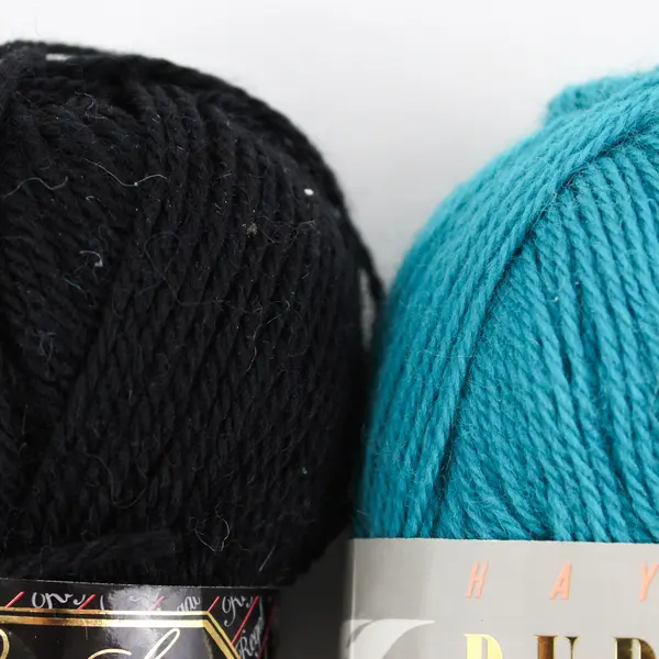 Lot of 2 Skeins of Hayfield Pure Wool, Black (Regal) & Aqua (Classic)