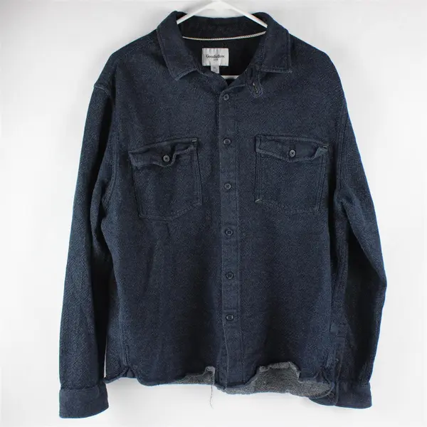 Goodfellow Co Men's XL Spotted Dark Blue Long Sleeve Button Up Heavyweight Shirt