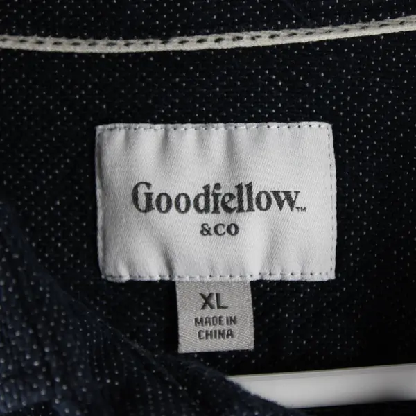 Goodfellow Co Men's XL Spotted Dark Blue Long Sleeve Button Up Heavyweight Shirt