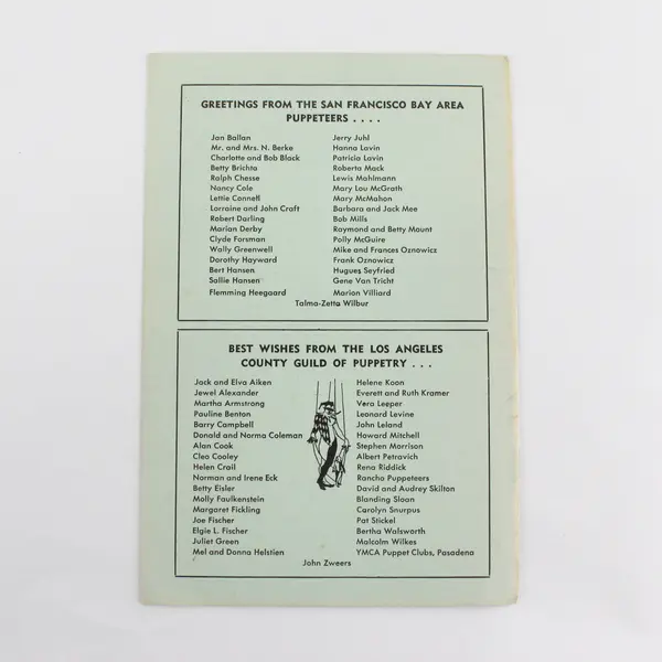 1957 National Puppetry Festival UCLA Los Angeles Program Puppeteers Of America