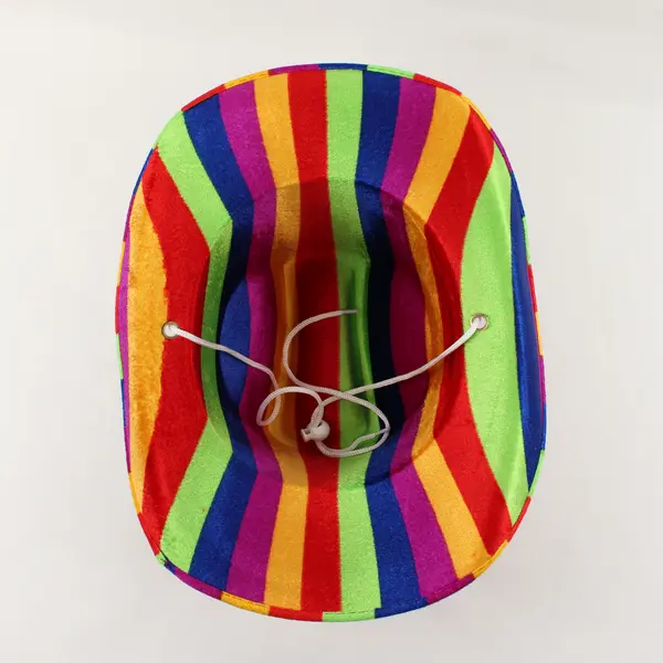Set Of 2 Unbranded Matching Rainbow Striped Cowboy Hat & Large Bow Tie Costume