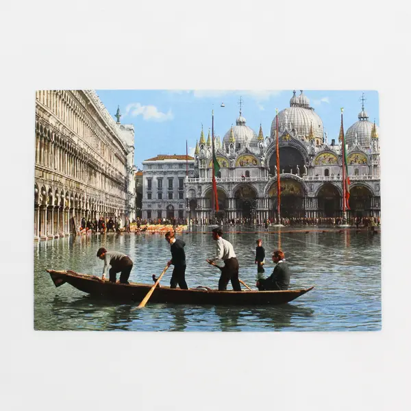 VTG Venice Italy Exceptional High Tide On St Mark Square Color Postcard