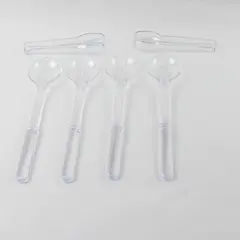 Lot of 6 Plastic Serving Utensils 2 Solid 2 Slotted Spoons 2 Tongs