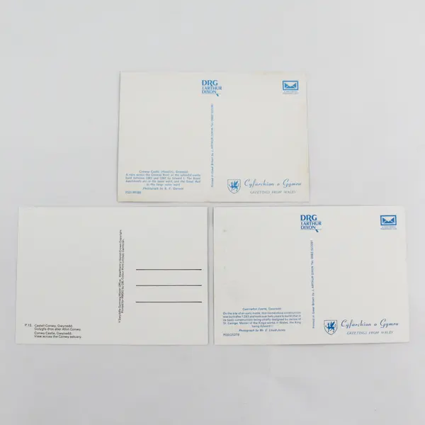 Lot Of 3 Vintage Gwynedd Wales Castle Postcards Caernarfon Conway