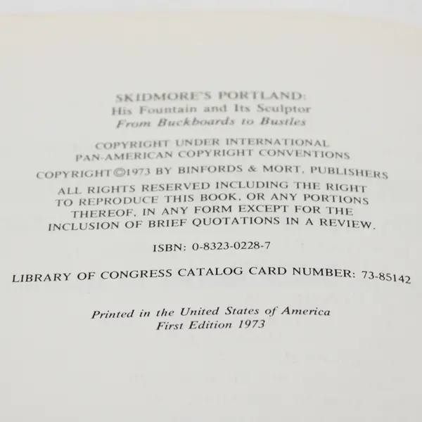 VTG 1973 1st Ed PB Skidmore's Portland His Fountain & Its Sculptor Eugene Snyder