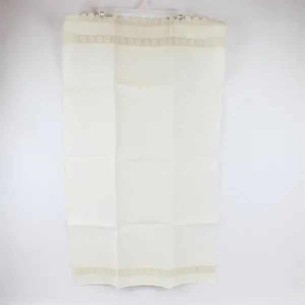 Vintage Cotton Embroidered Table Runner Towel 36x22 Scalloped Crochet Lace