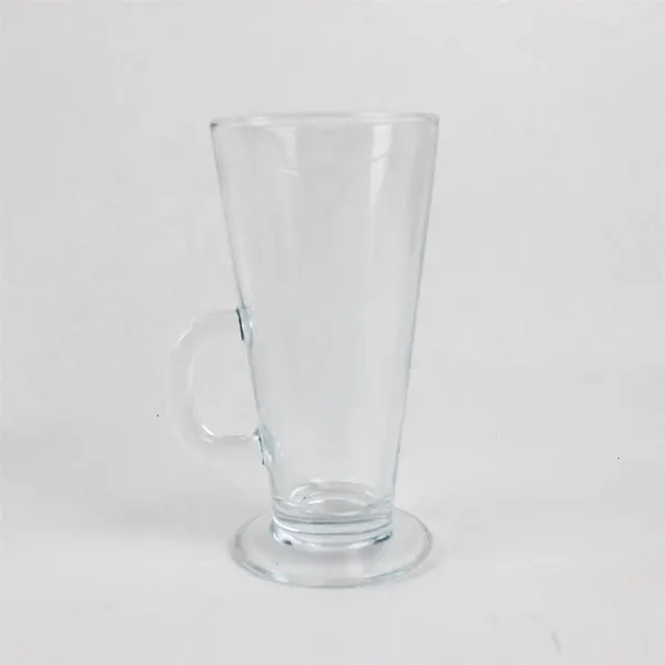 Lot of 4 Clear Glass  Footed Irish Coffee Mugs With Handles