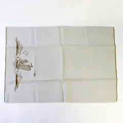 Vintage Embroidered Asian Linen Mountain Scene 24 x 17 in