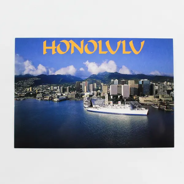 Lot Of 2 Honolulu Hawaii Birds Eye Aerial View Postcards