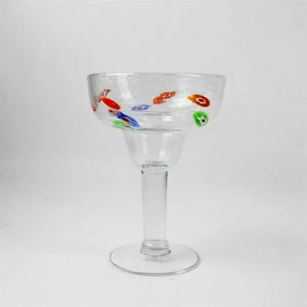 Lot of 3 Crate And Barrel Zazz Millefiori Margarita Glasses 7"