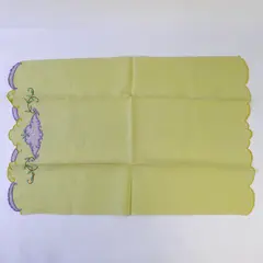 Vintage Embroidered Yellow Tea Towel Table Runner Floral 22x15