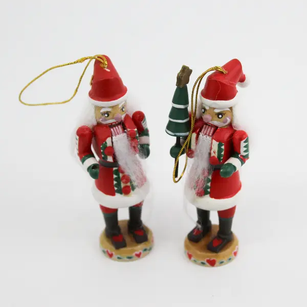 Lot of 2 Santa Claus Nutcracker Ornaments - One Missing Tree