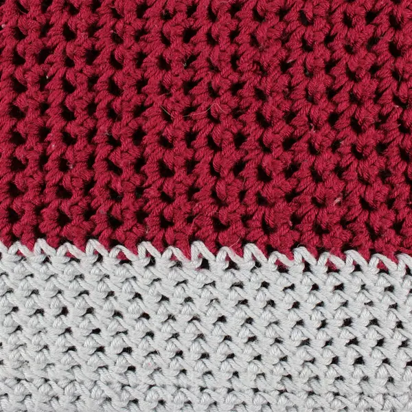 Handmade Open Crochet Throw Blanket - 40"x52" Maroon & Gray