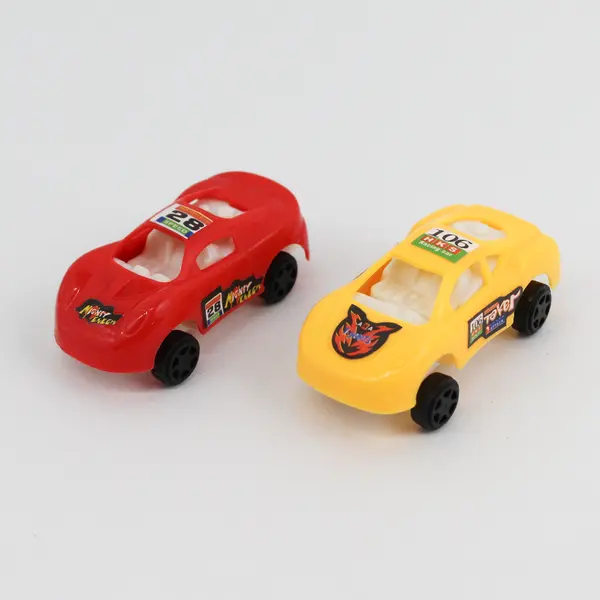 Lot of 4 Plastic Toy Race Cars Red Blue Yellow Green 5in 