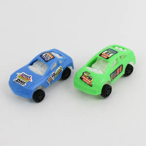 Lot of 4 Plastic Toy Race Cars Red Blue Yellow Green 5in 
